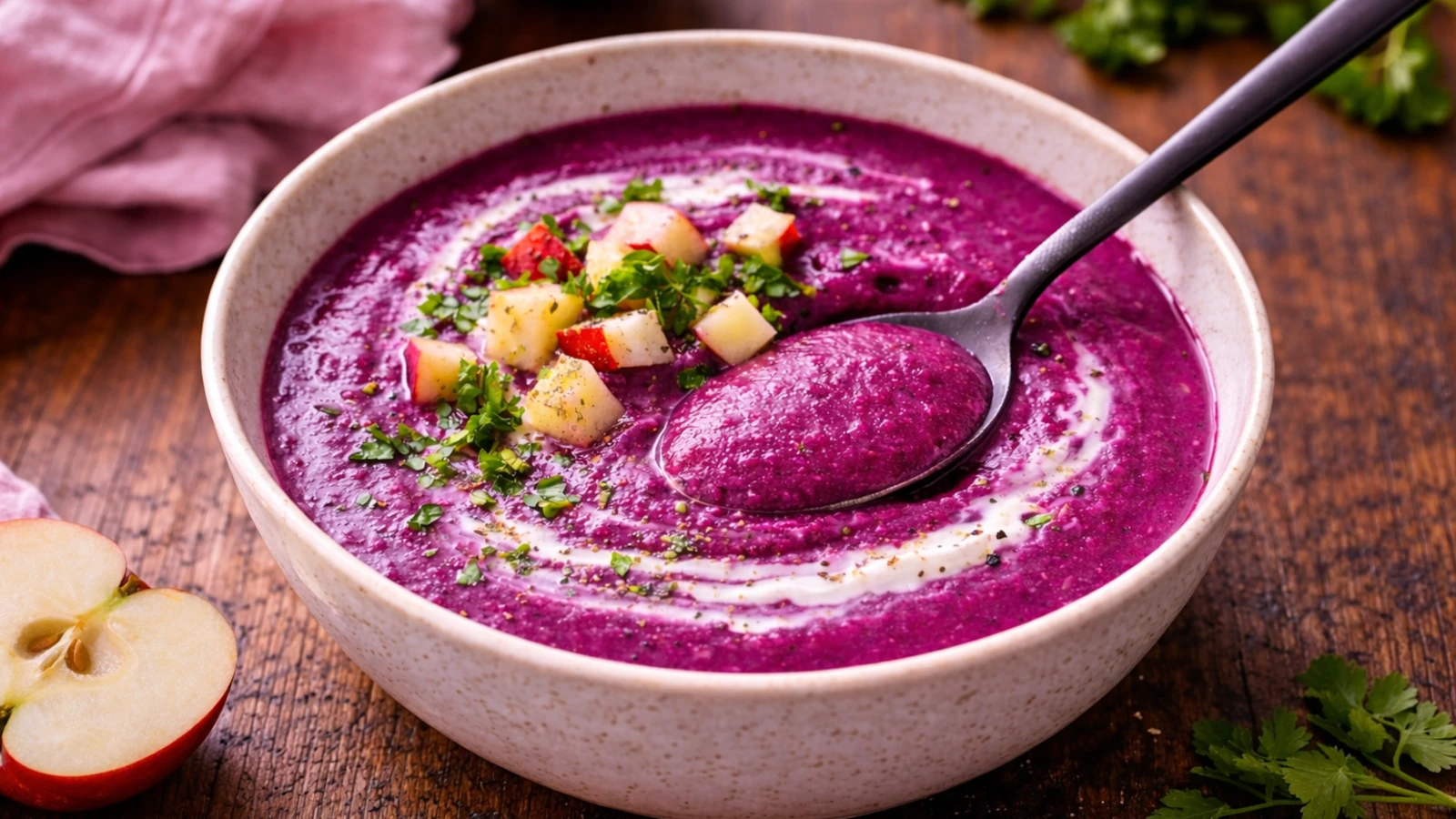 Rotkohlsuppe mit Apfel